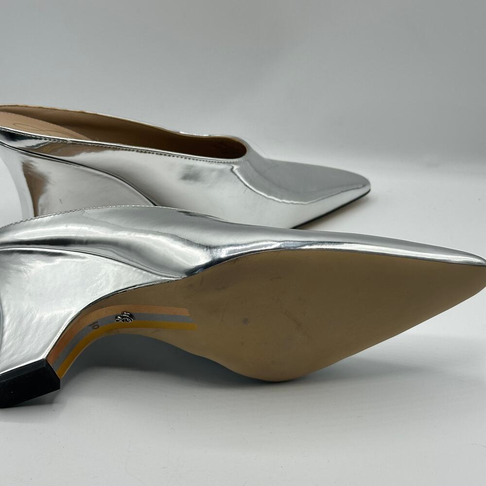 SAM EDELMAN Vonn Heeled Mule Metallic Silver Sz 10 $150 - Picture 6 of 7